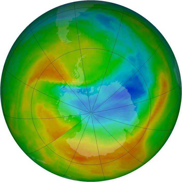 Antarctic ozone map for 05 November 1983